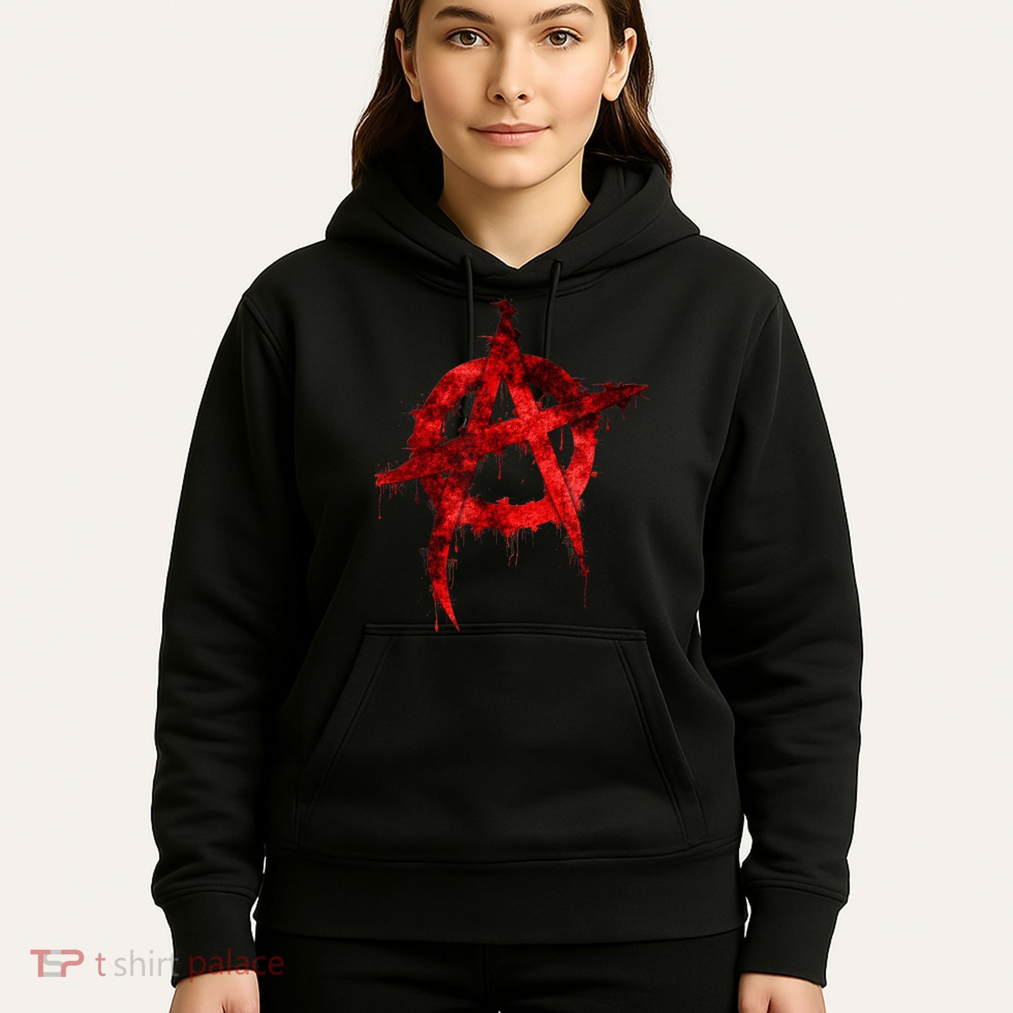 Red Graffiti Anarchy Symbol Hoodie