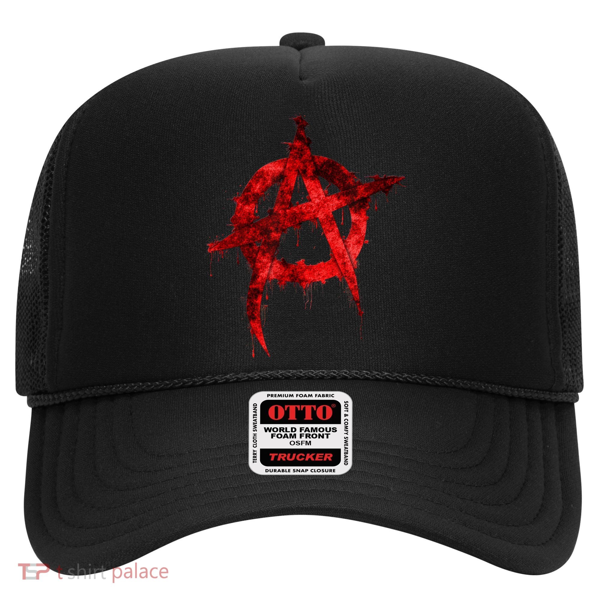Red Graffiti Anarchy Symbol Hat