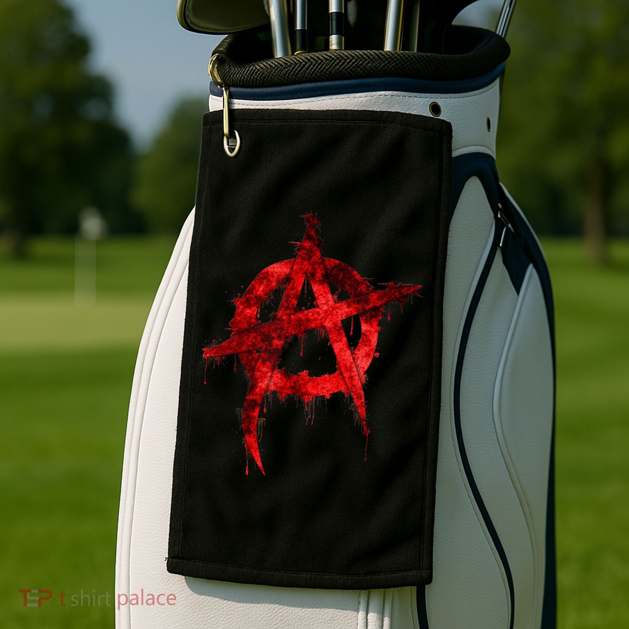 Red Graffiti Anarchy Symbol Golf Towel