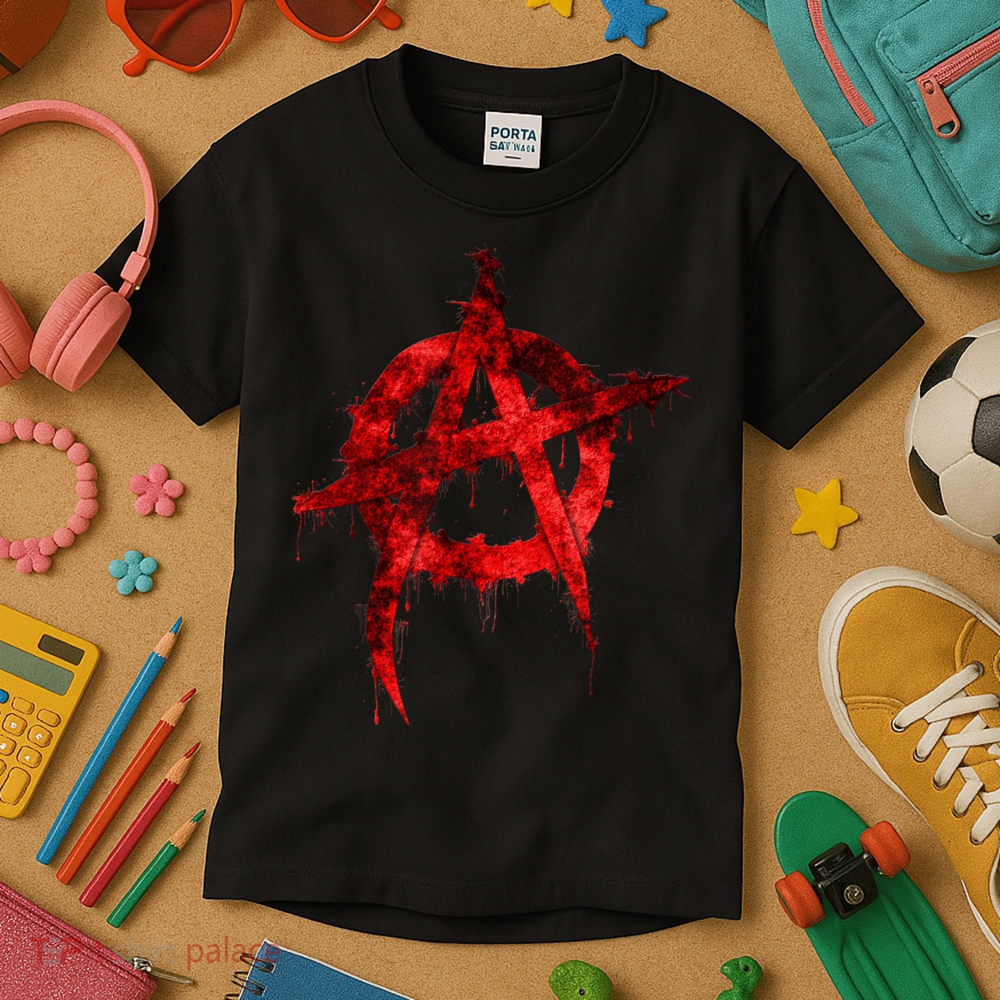 Red Graffiti Anarchy Symbol Kids T-Shirt