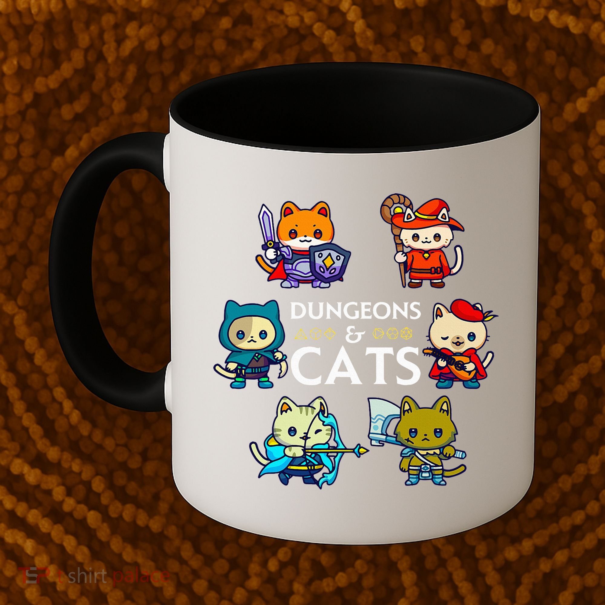 RPG Gamer And Cats D20 Dice Nerdy  Coffee Mug