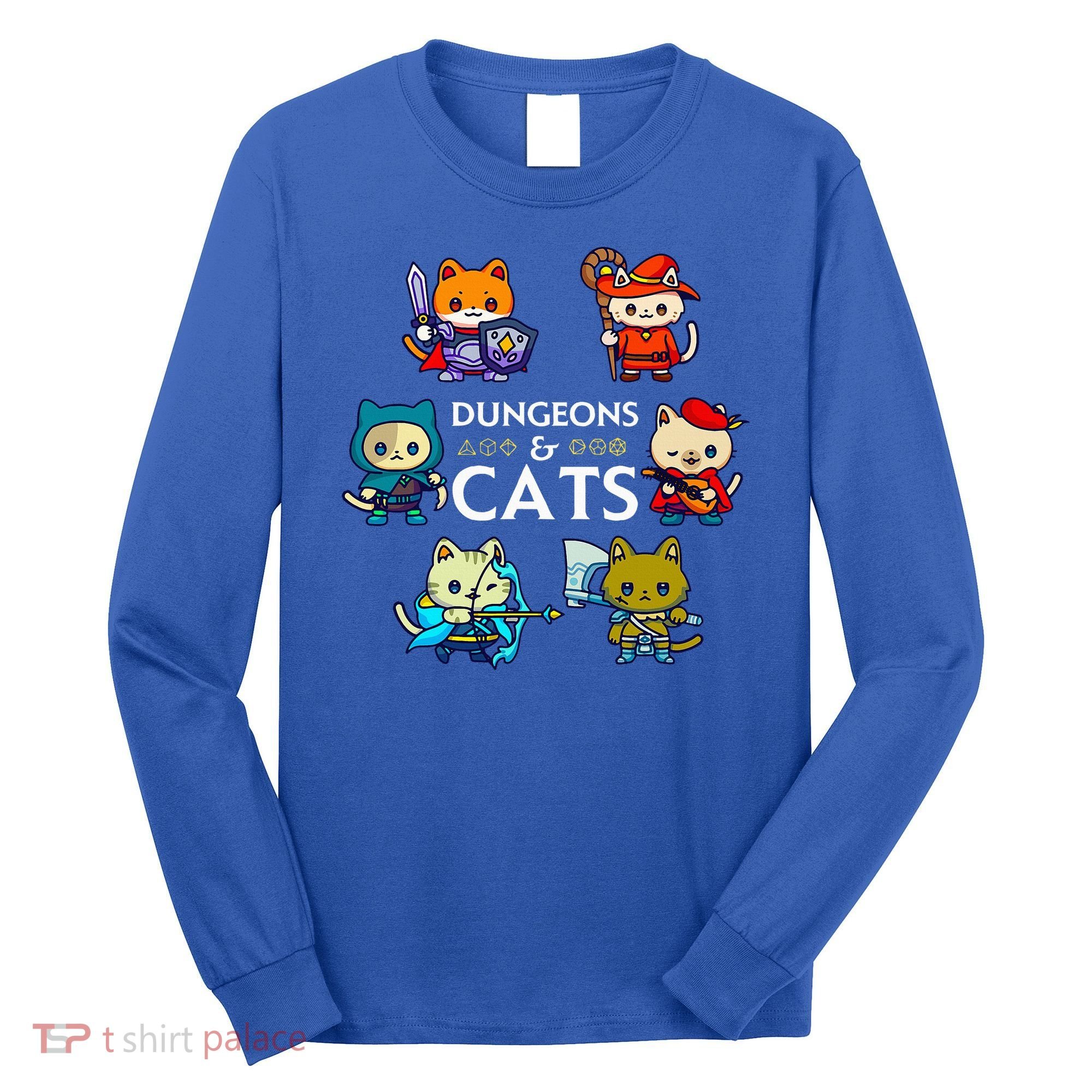 RPG Gamer And Cats D20 Dice Nerdy  Long Sleeve Shirt