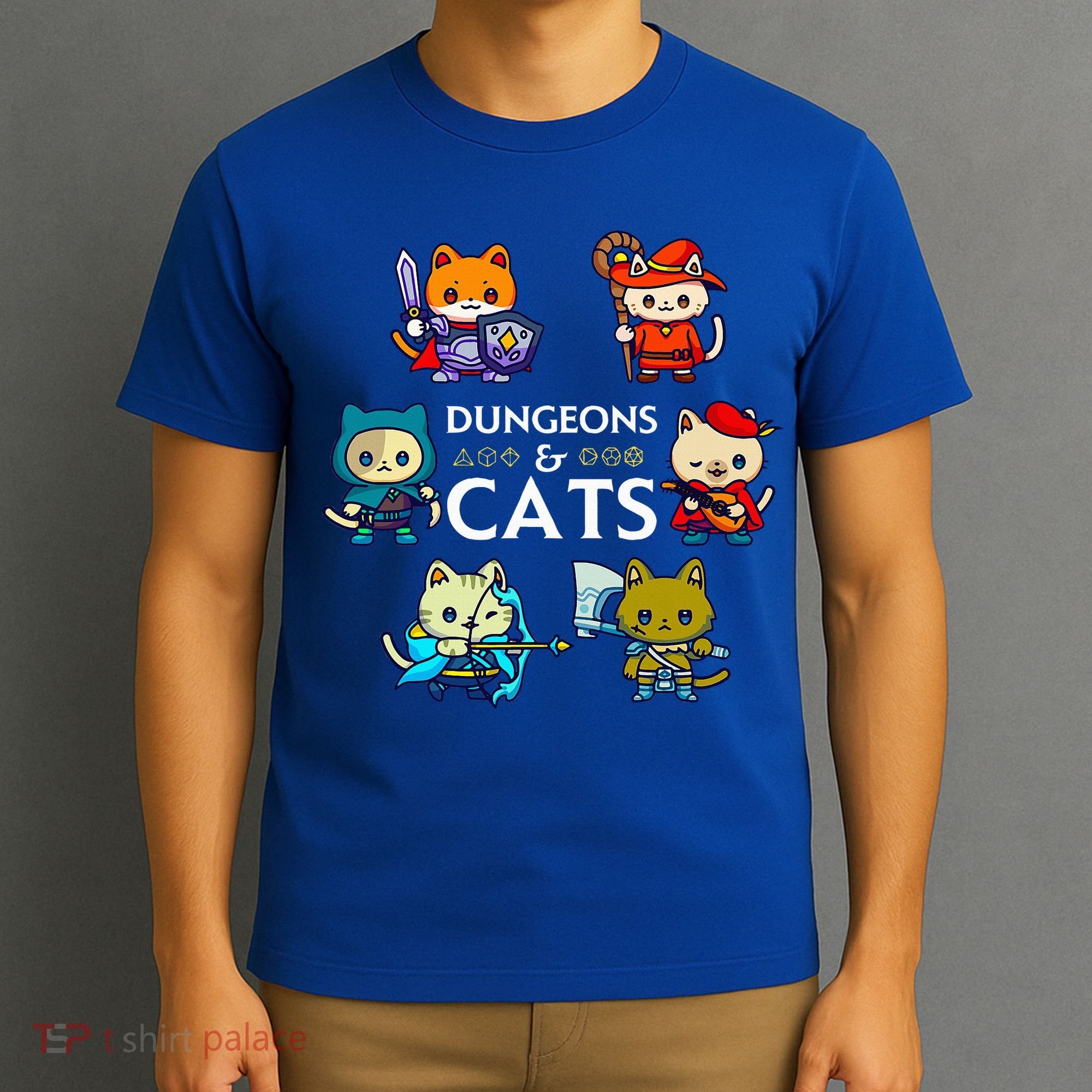 RPG Gamer And Cats D20 Dice Nerdy  T-Shirt