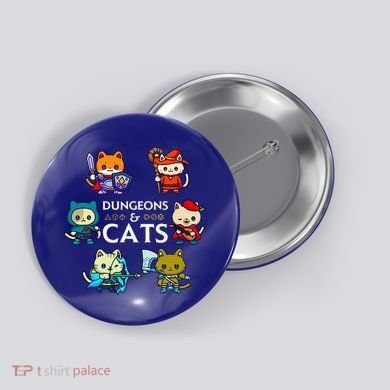 RPG Gamer And Cats D20 Dice Nerdy  Button