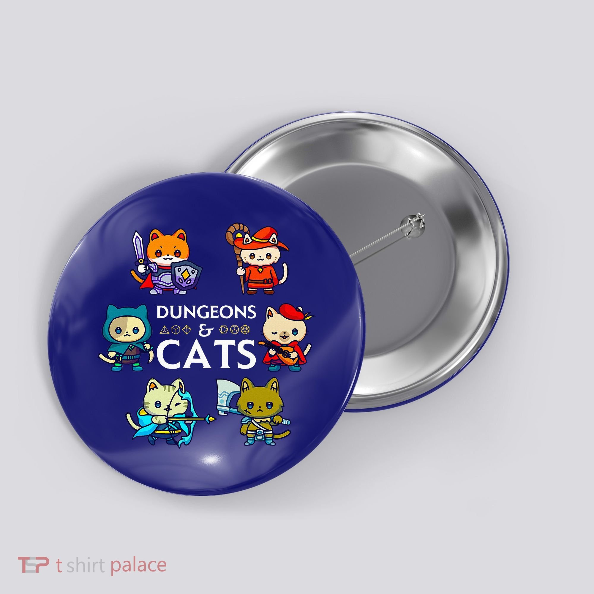 RPG Gamer And Cats D20 Dice Nerdy  Button
