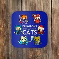 RPG Gamer And Cats D20 Dice Nerdy  Coaster thumb 0