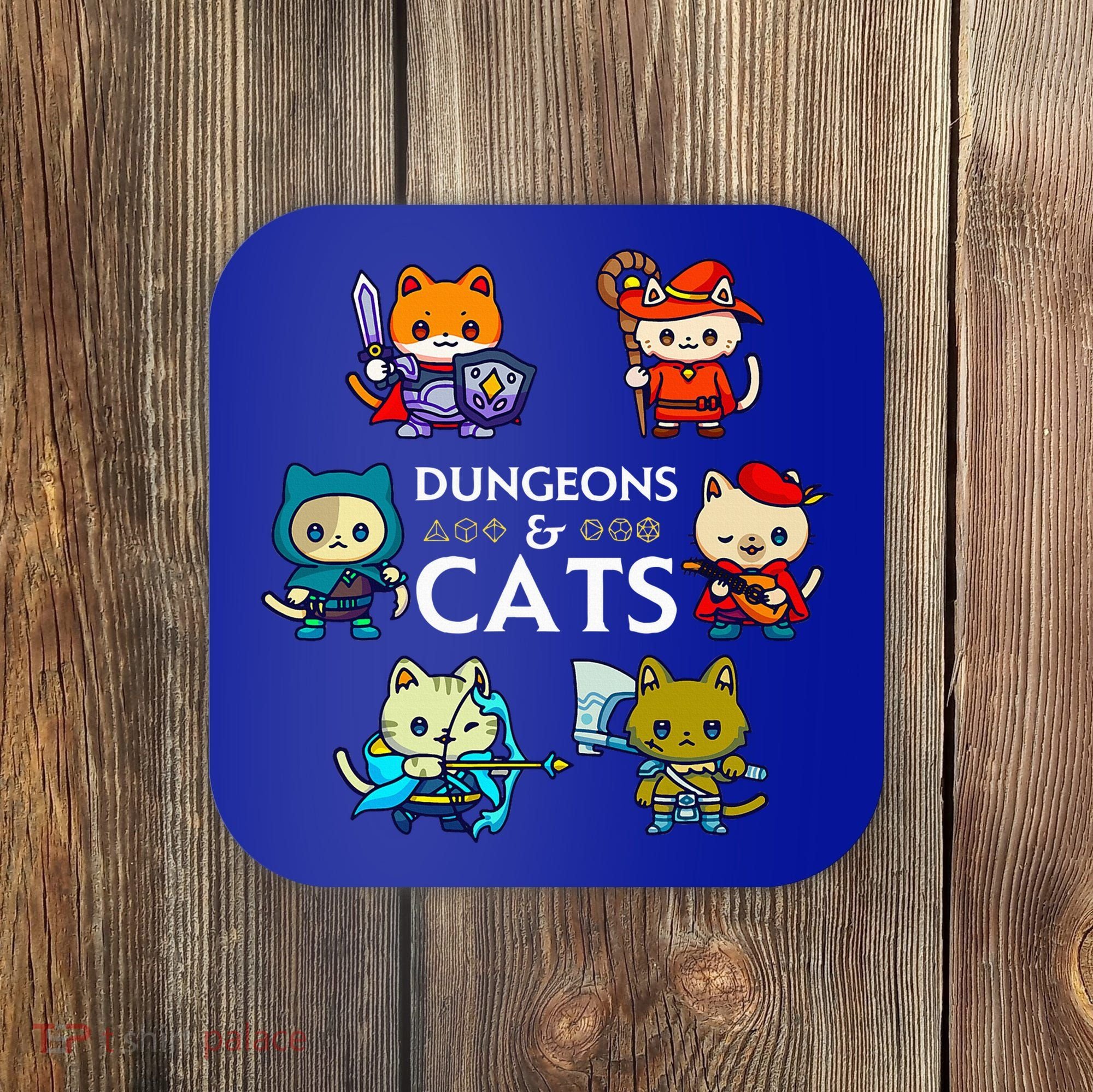 RPG Gamer And Cats D20 Dice Nerdy  Coaster