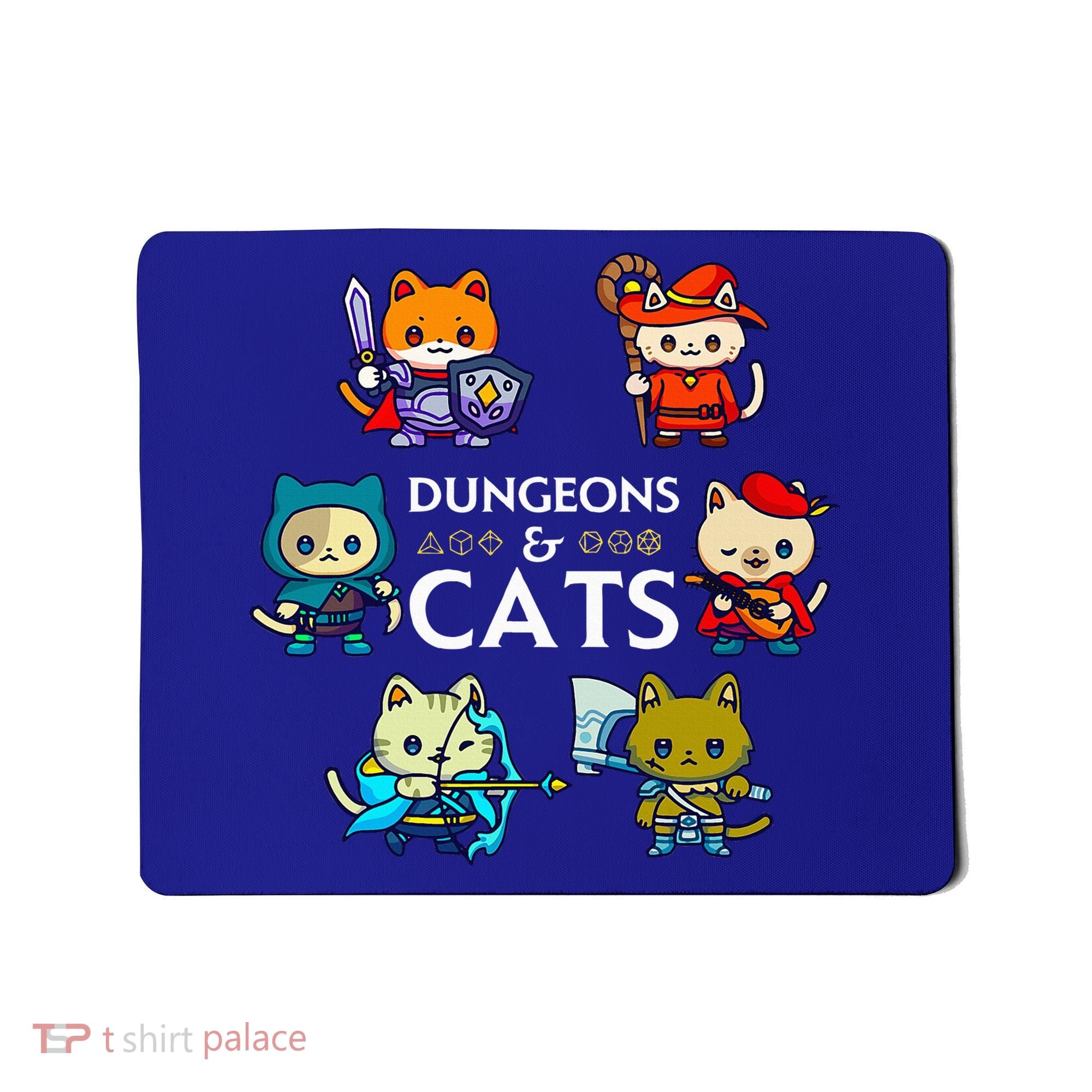 RPG Gamer And Cats D20 Dice Nerdy  Mousepad