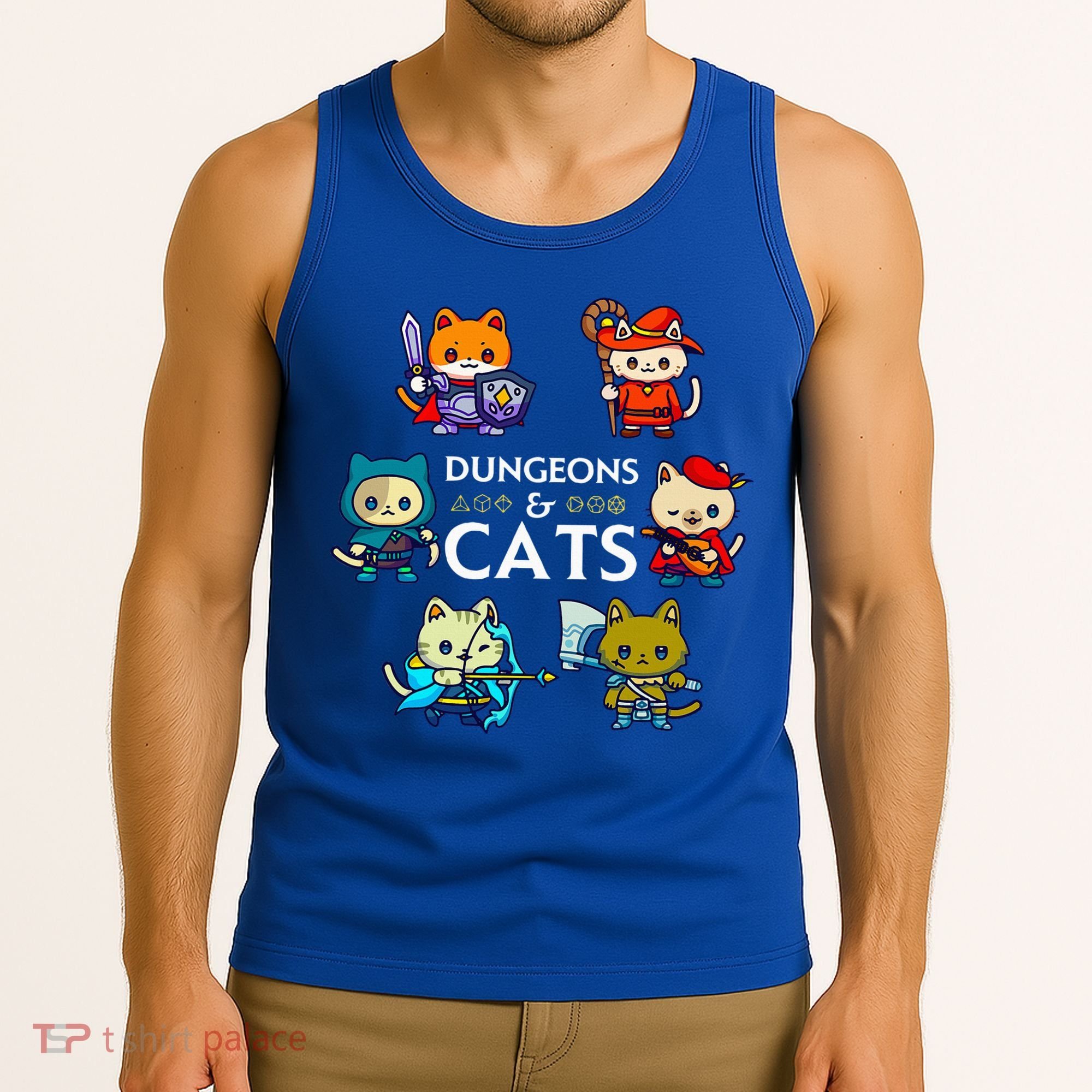 RPG Gamer And Cats D20 Dice Nerdy  Tank Top