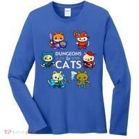 RPG Gamer And Cats D20 Dice Nerdy  Women's Long Sleeve Shirt thumb 0