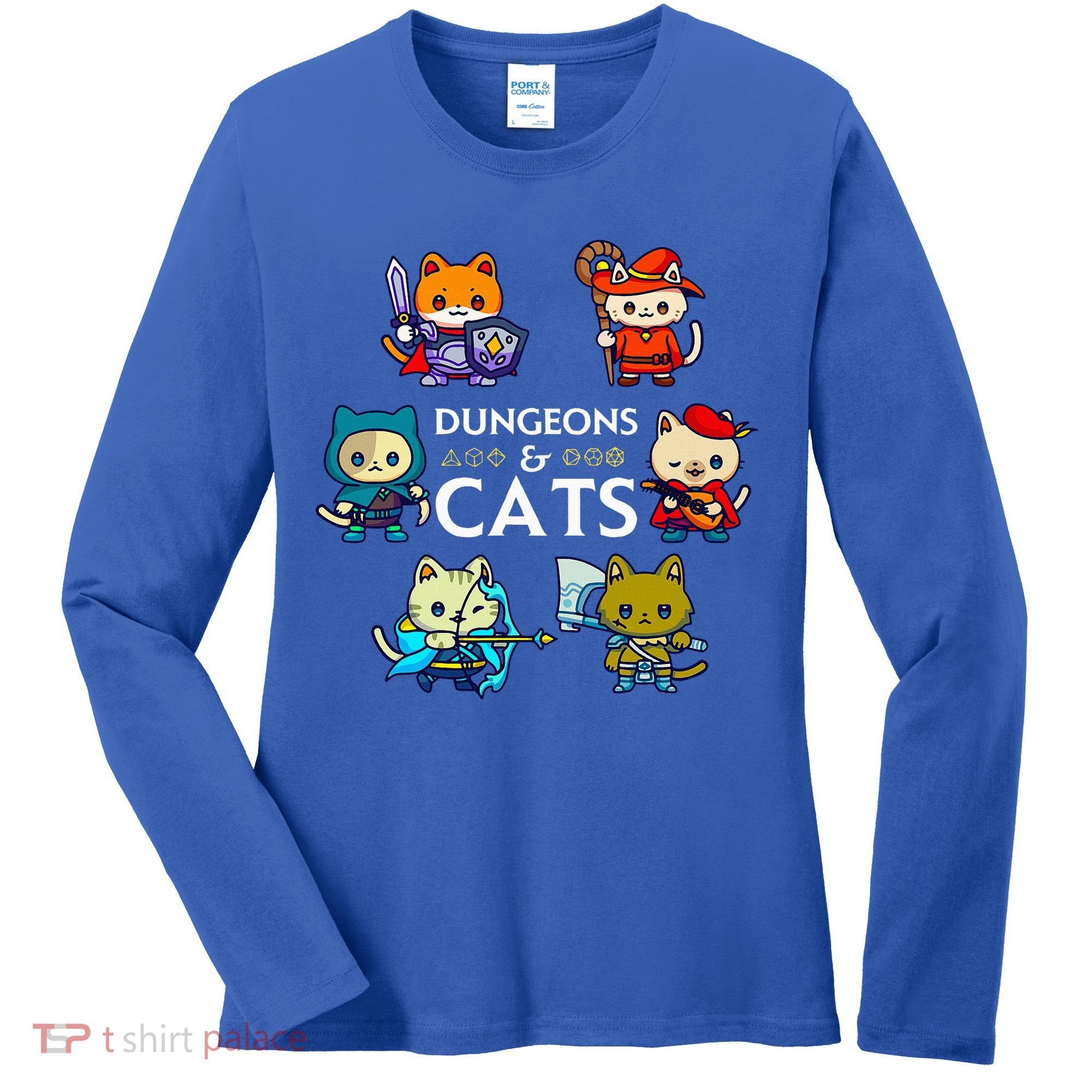 RPG Gamer And Cats D20 Dice Nerdy  Women's Long Sleeve Shirt