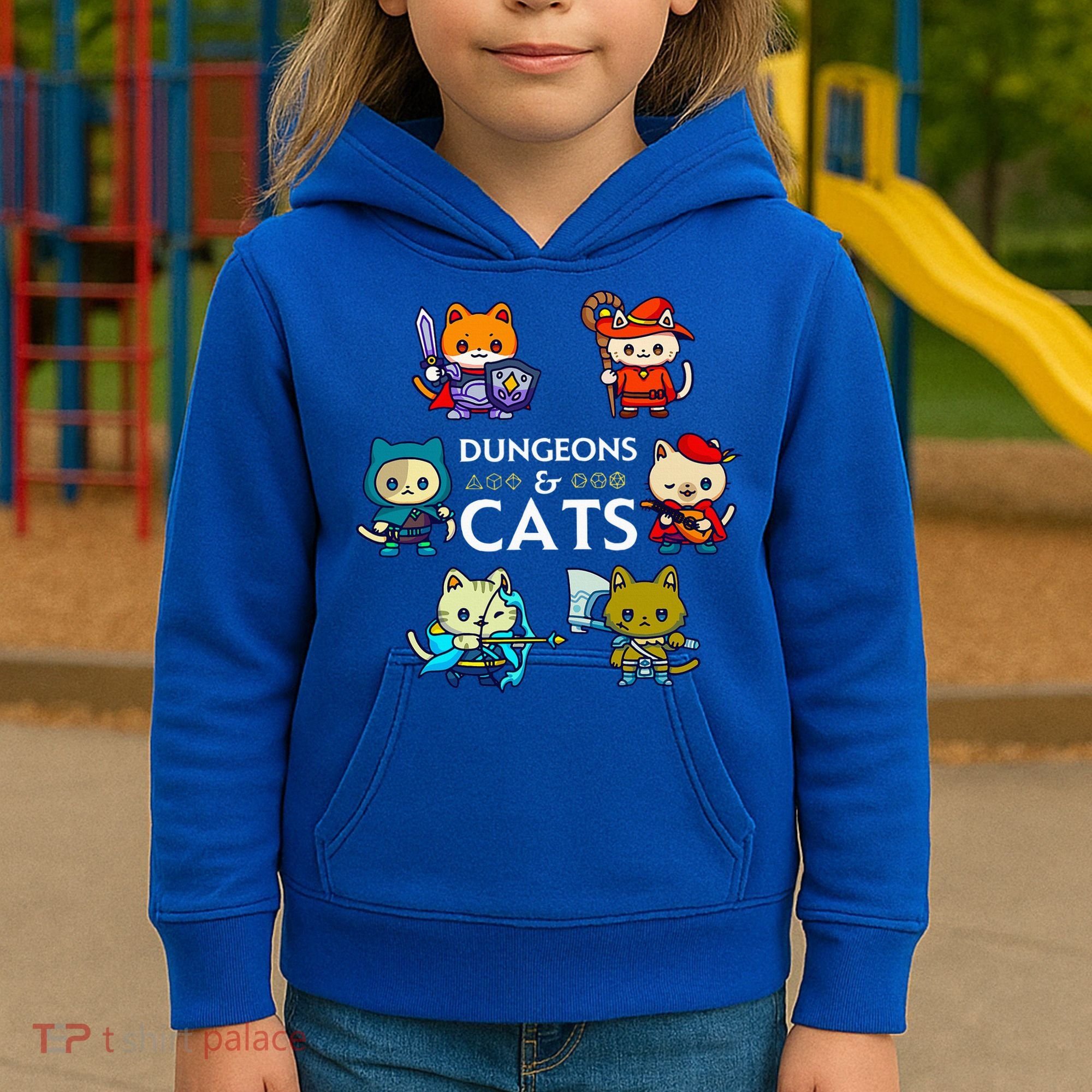 RPG Gamer And Cats D20 Dice Nerdy  Kids Hoodie
