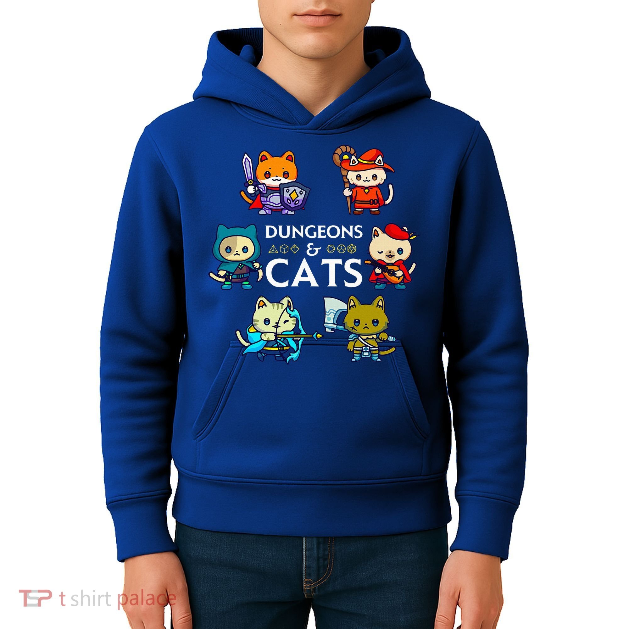 RPG Gamer And Cats D20 Dice Nerdy  Kids Hoodie
