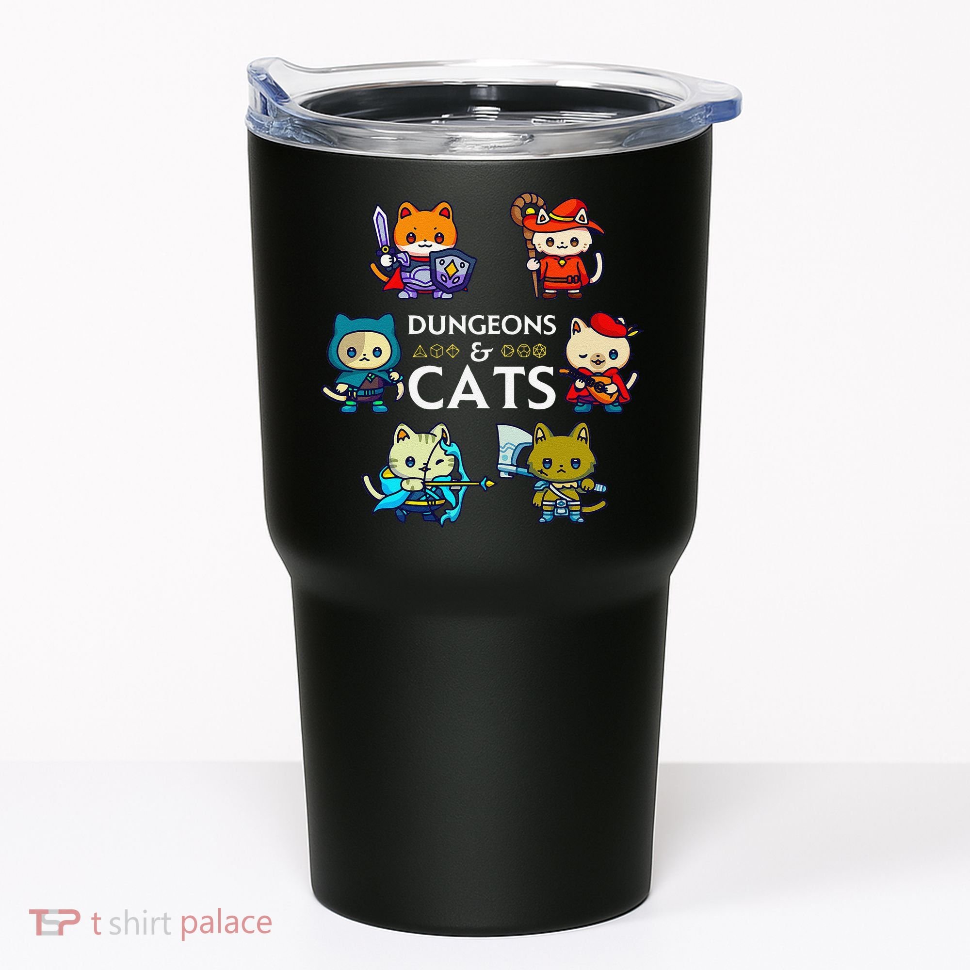 Rpg Gamer And Cats D20 Dice Nerdy Cute Cat Tumbler