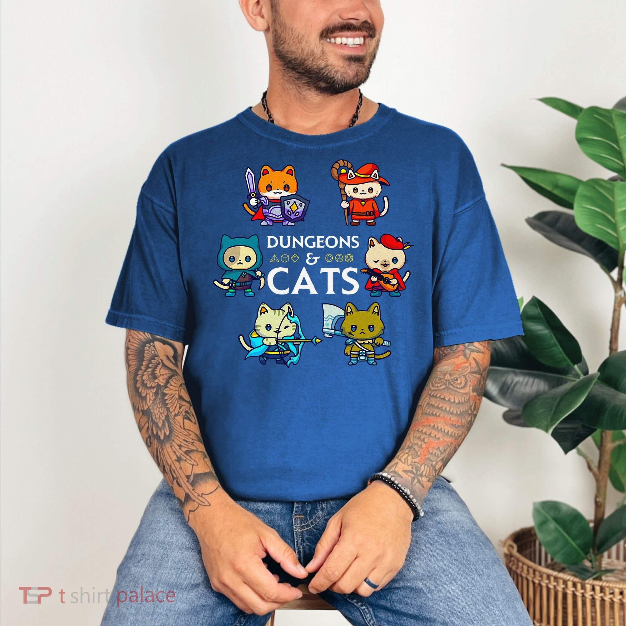 Rpg Gamer And Cats D20 Dice Nerdy Cute Cat Comfort Colors T-Shirt