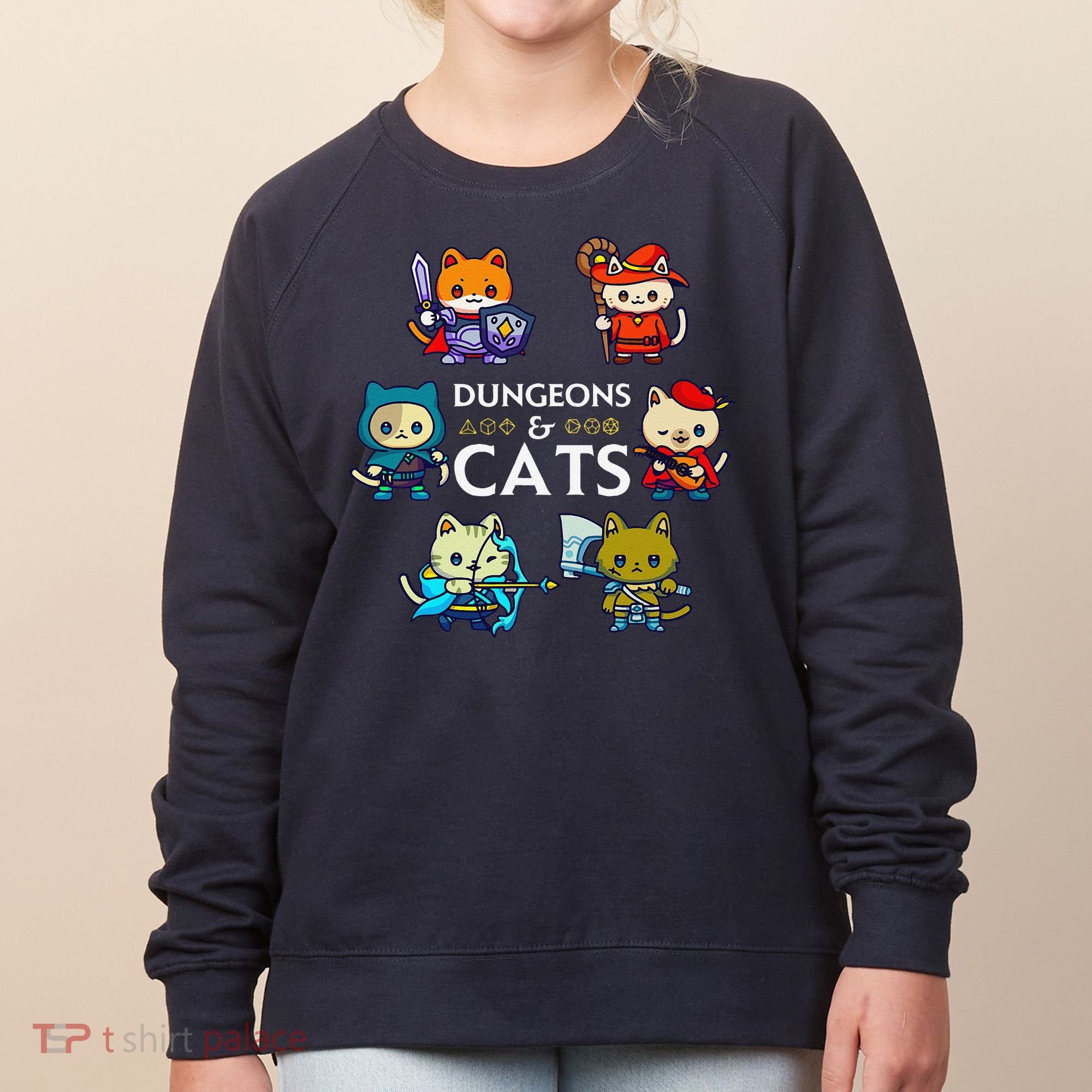 Rpg Gamer And Cats D20 Dice Nerdy Cute Cat Women's Sweatshirt