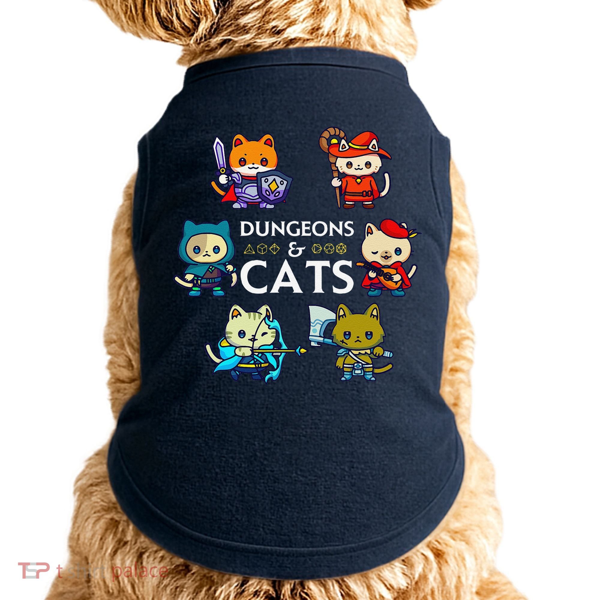 Rpg Gamer And Cats D20 Dice Nerdy Cute Cat Doggie Tank