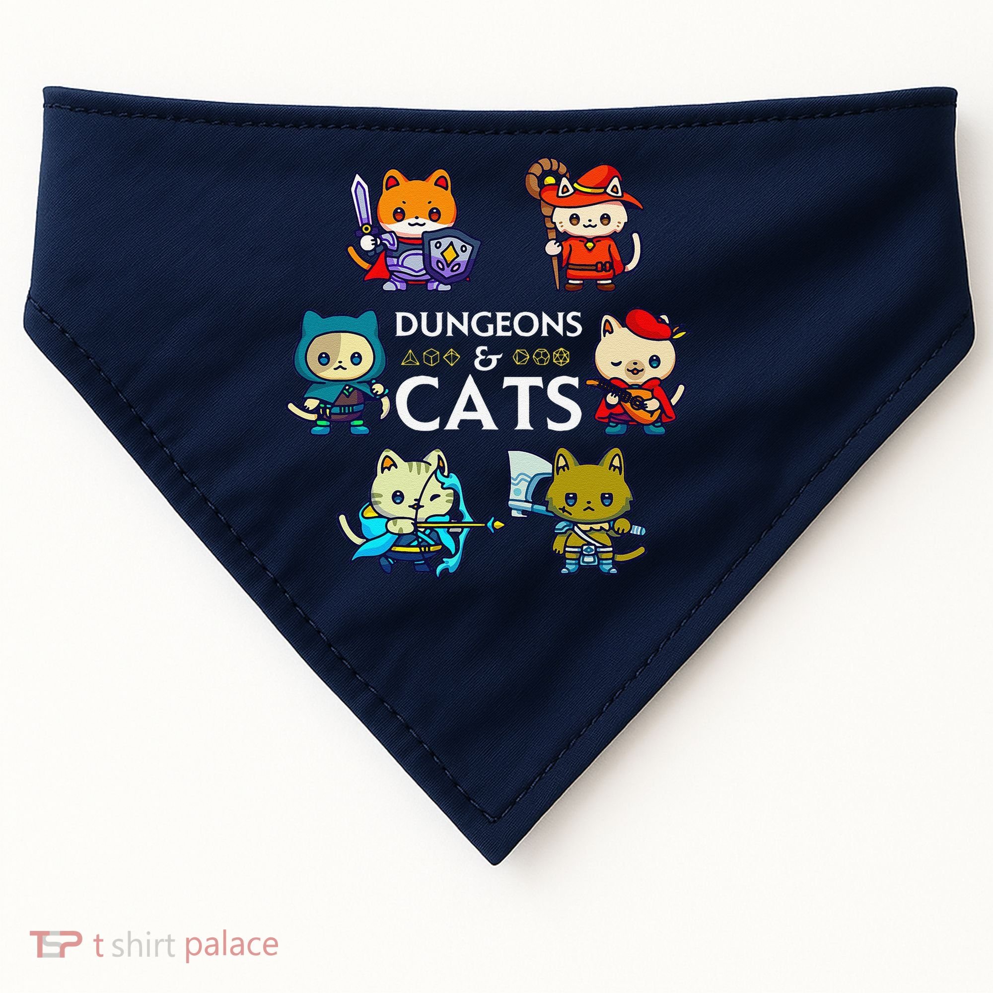 Rpg Gamer And Cats D20 Dice Nerdy Cute Cat USA-Made Doggie Bandana