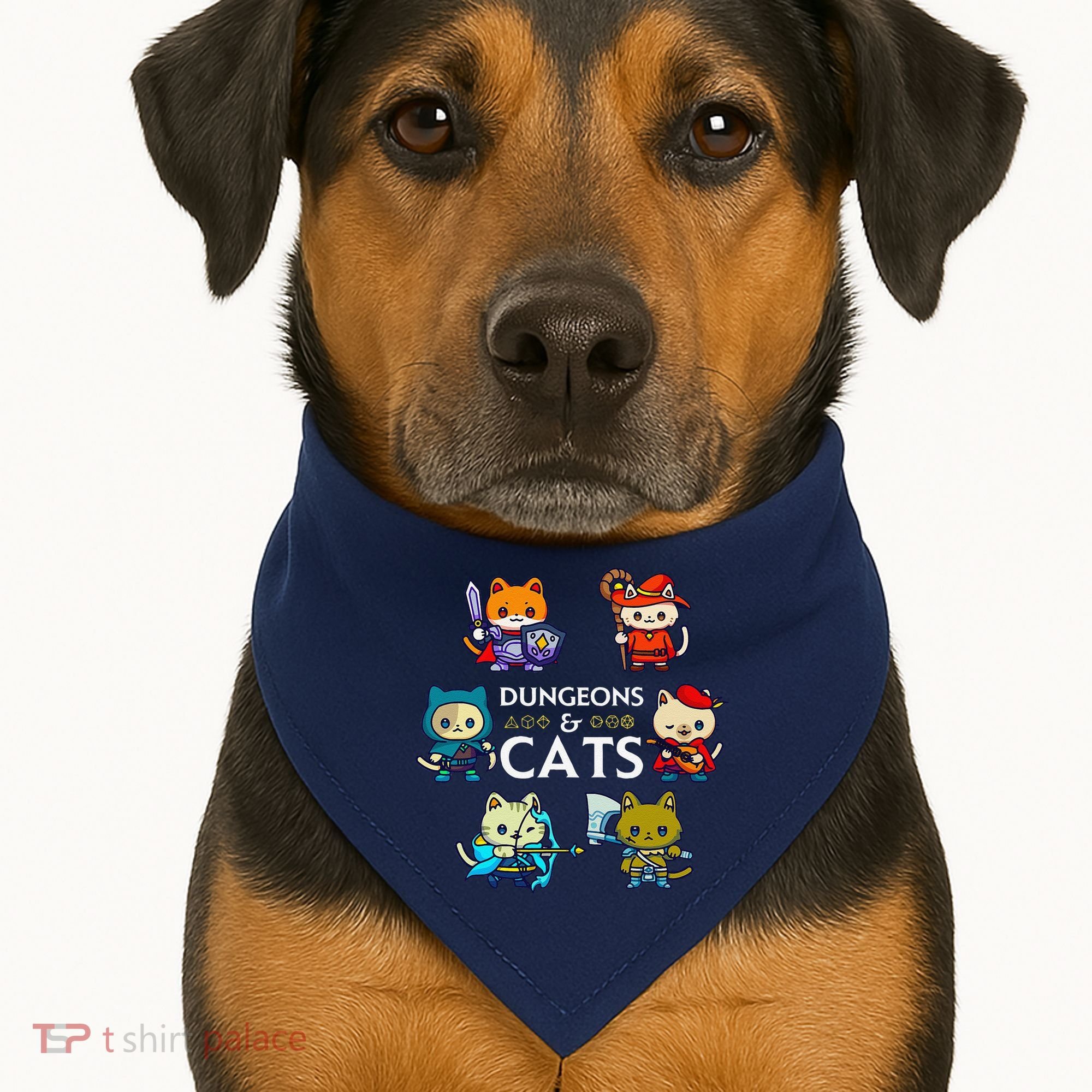 Rpg Gamer And Cats D20 Dice Nerdy Cute Cat USA-Made Doggie Bandana