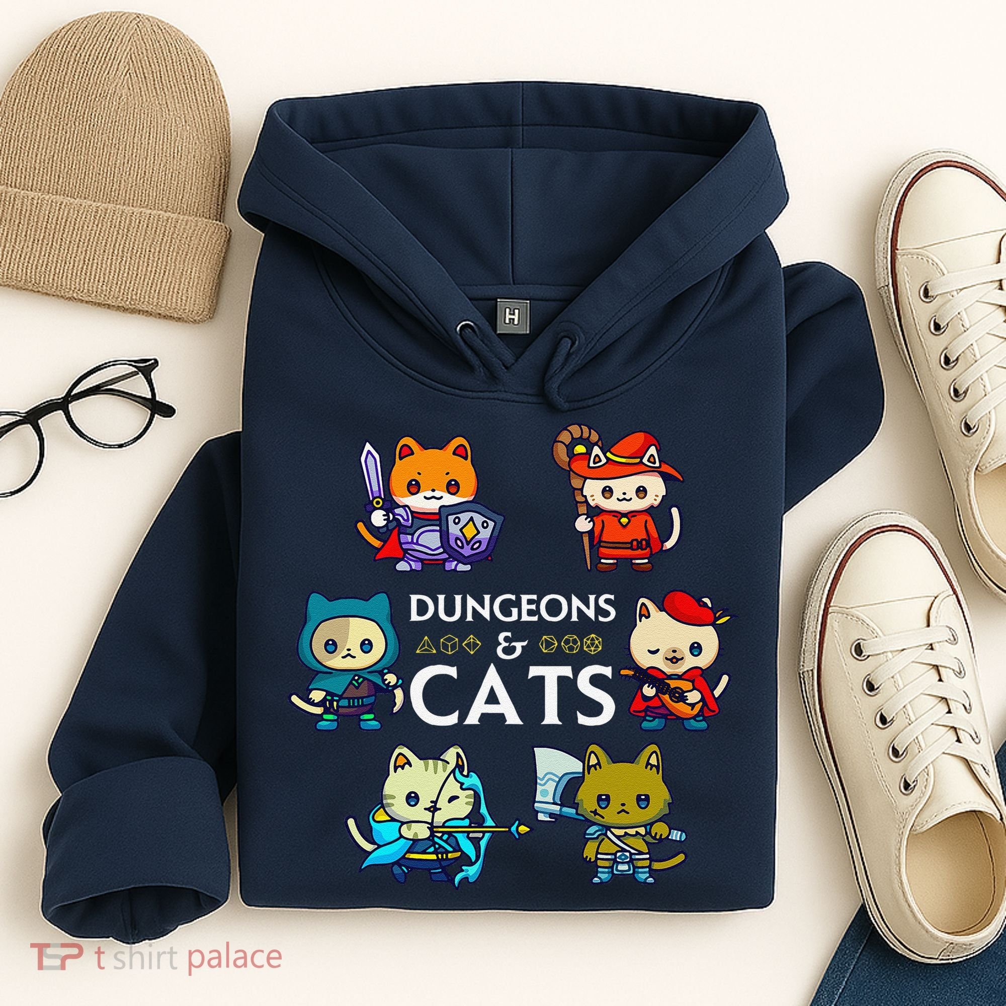 Rpg Gamer And Cats D20 Dice Nerdy Cute Cat Hoodie