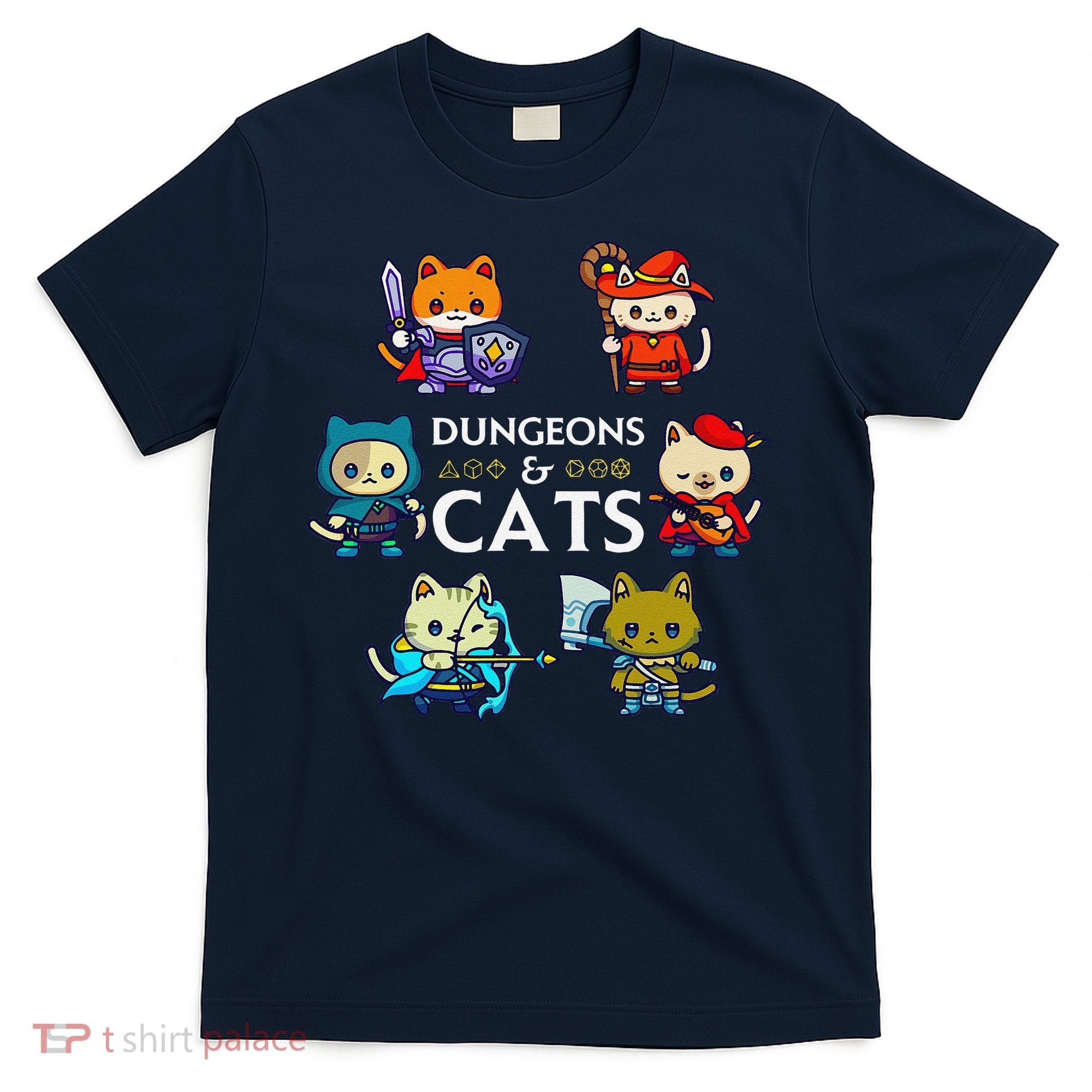 Rpg Gamer And Cats D20 Dice Nerdy Cute Cat T-Shirt
