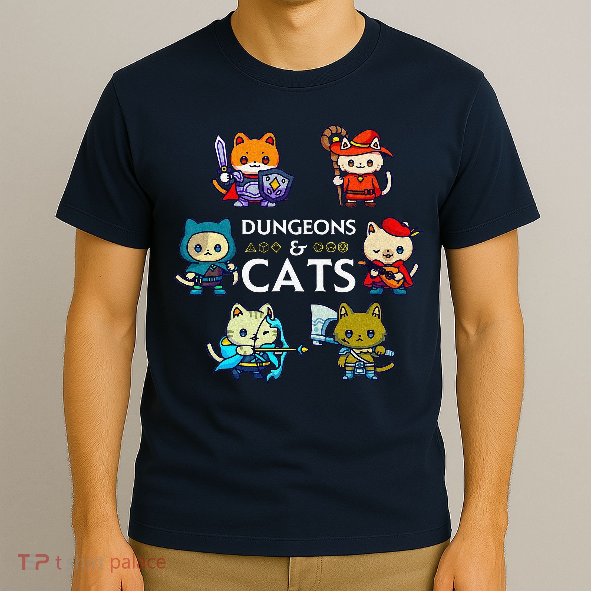 Rpg Gamer And Cats D20 Dice Nerdy Cute Cat T-Shirt