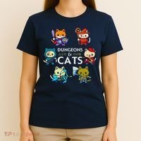 Rpg Gamer And Cats D20 Dice Nerdy Cute Cat T-Shirt thumb 4