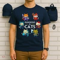 Rpg Gamer And Cats D20 Dice Nerdy Cute Cat T-Shirt thumb 6