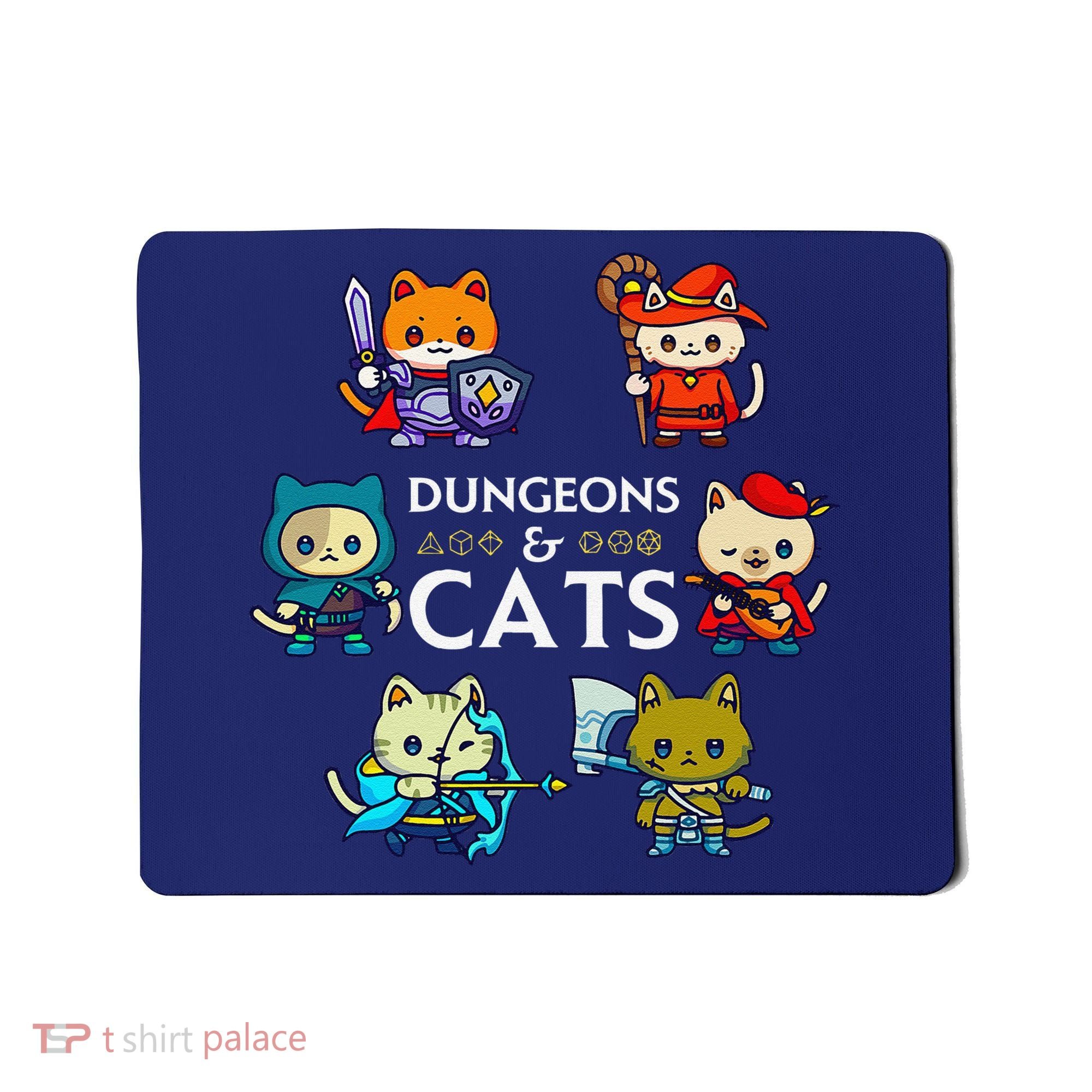 Rpg Gamer And Cats D20 Dice Nerdy Cute Cat Mousepad