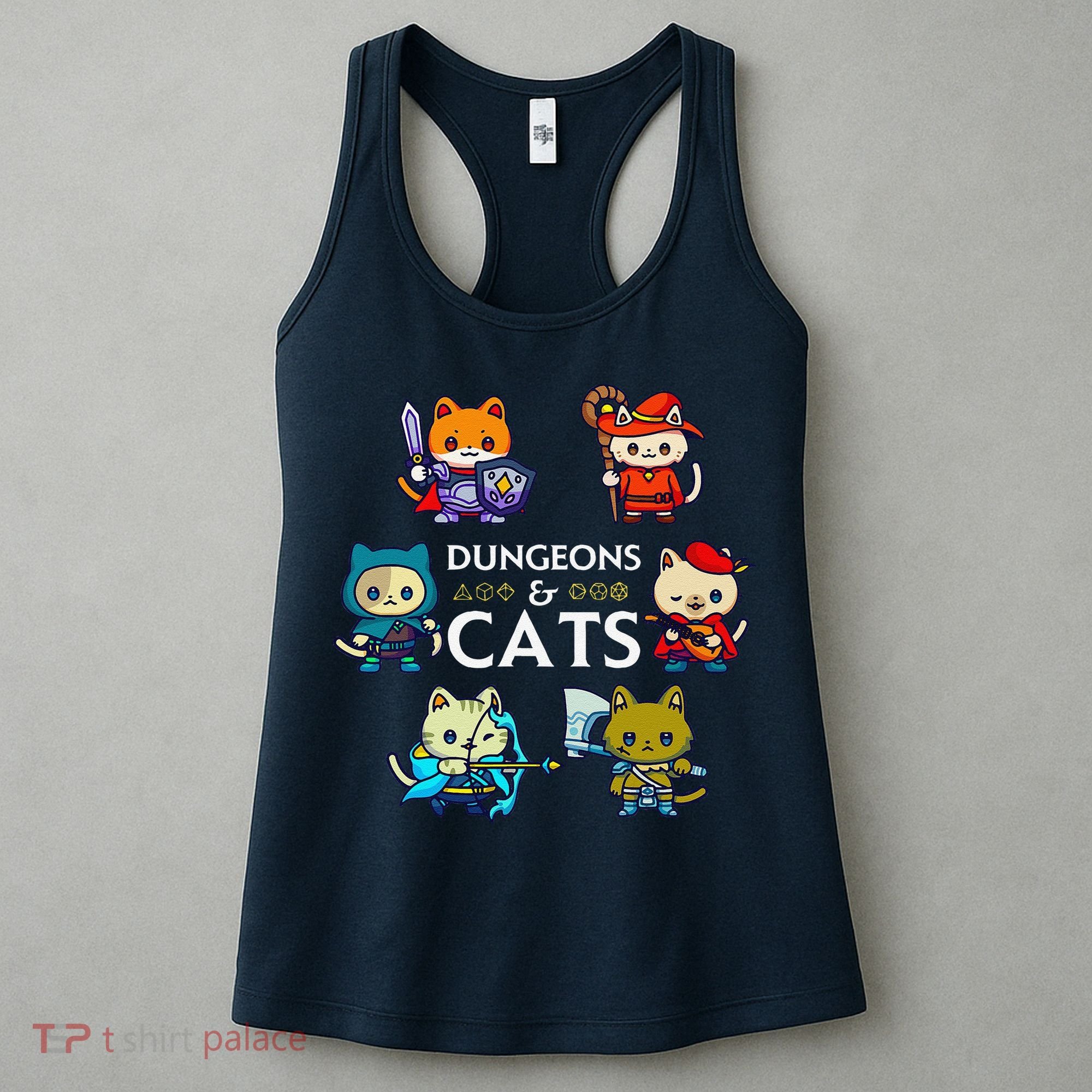 Rpg Gamer And Cats D20 Dice Nerdy Cute Cat Women's Tank Top