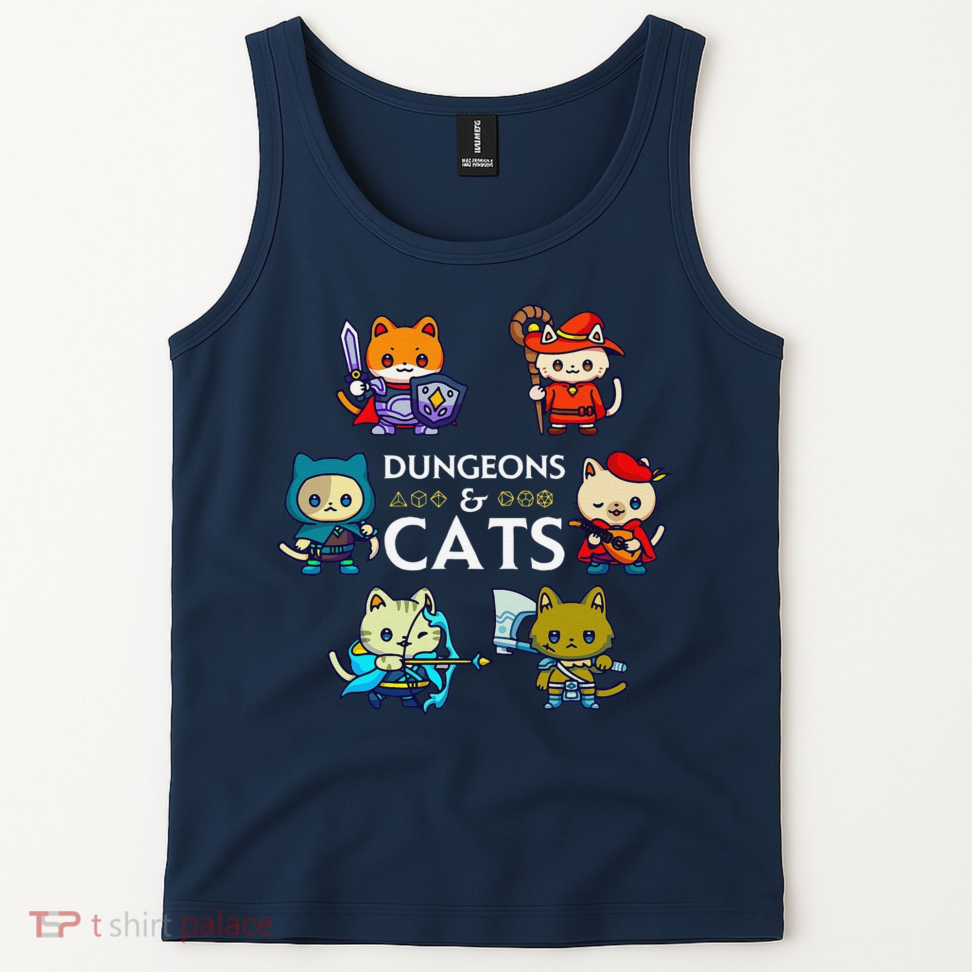 Rpg Gamer And Cats D20 Dice Nerdy Cute Cat Tank Top