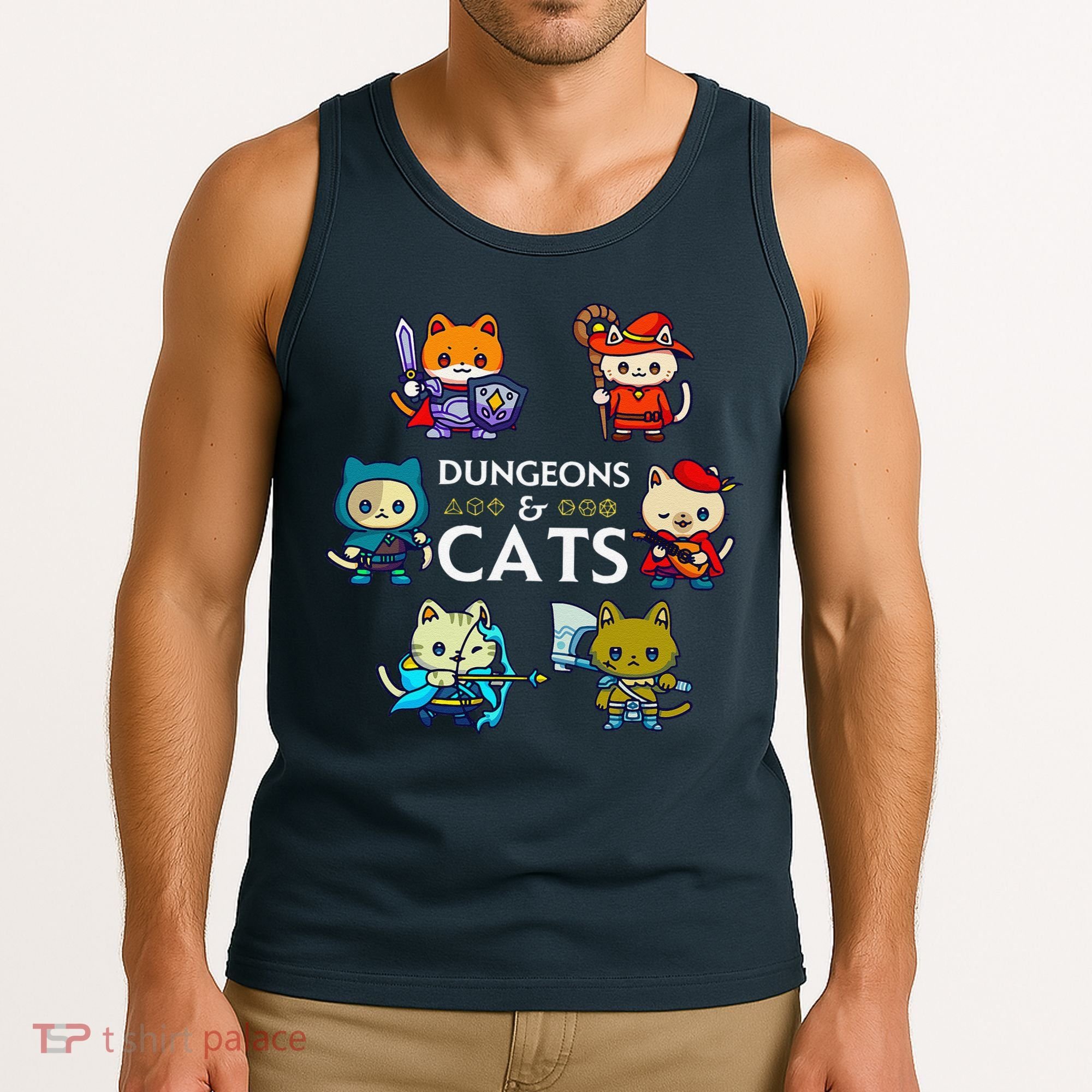 Rpg Gamer And Cats D20 Dice Nerdy Cute Cat Tank Top