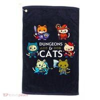 Rpg Gamer And Cats D20 Dice Nerdy Cute Cat Golf Towel thumb 0