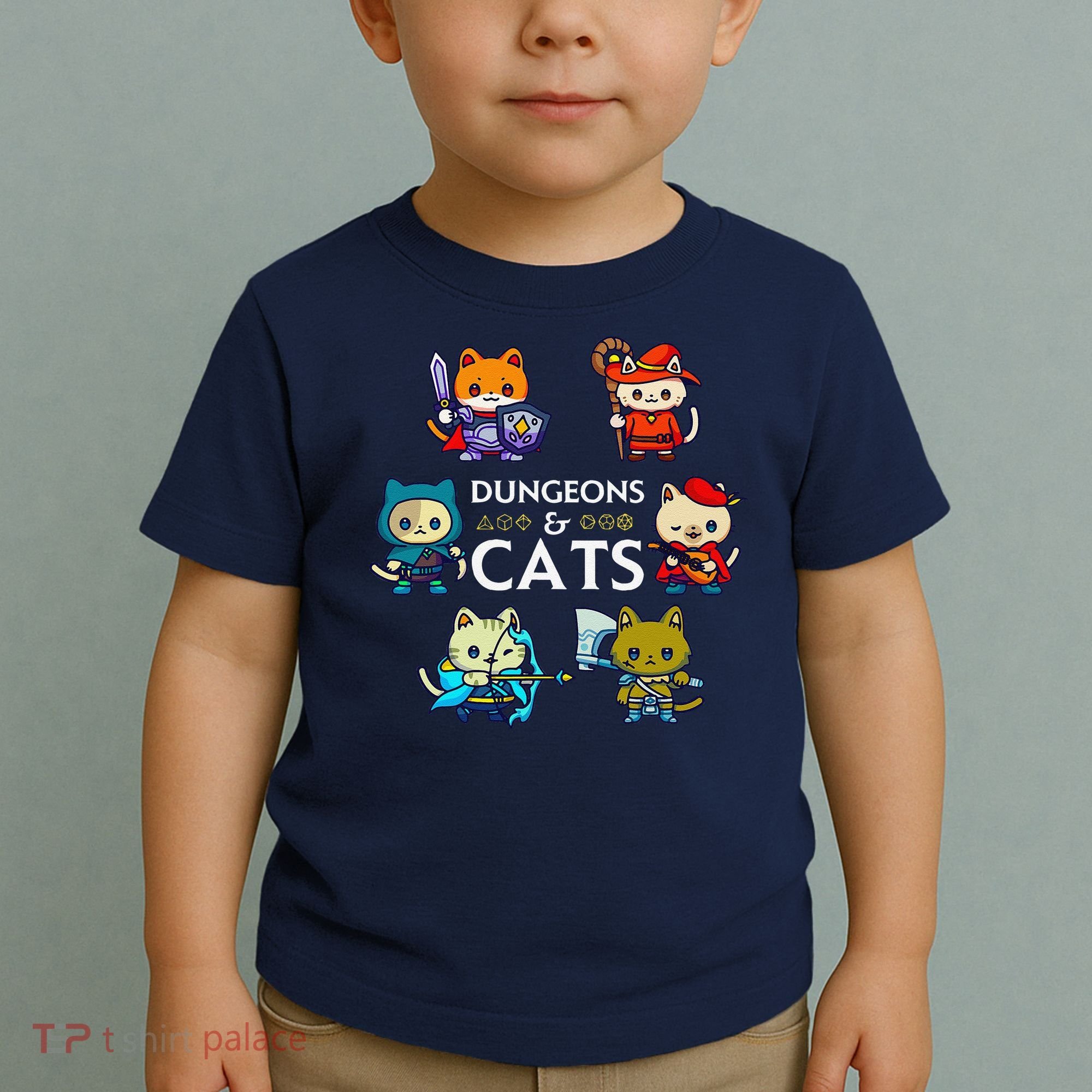 Rpg Gamer And Cats D20 Dice Nerdy Cute Cat Toddler T-Shirt