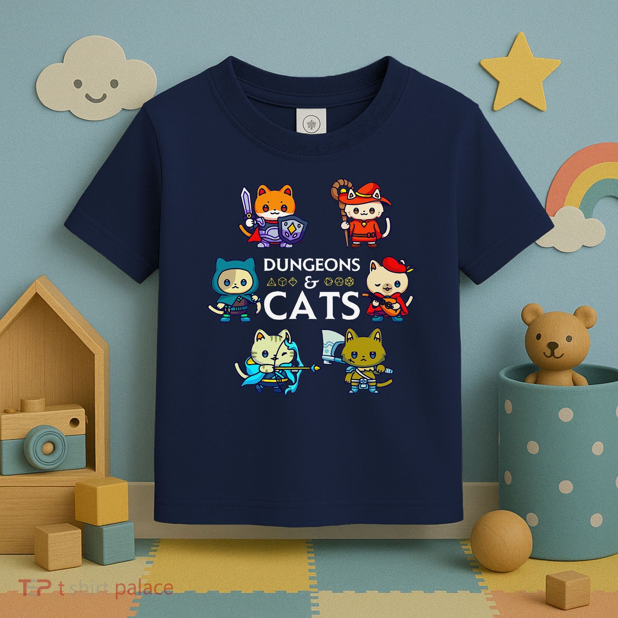 Rpg Gamer And Cats D20 Dice Nerdy Cute Cat Toddler T-Shirt