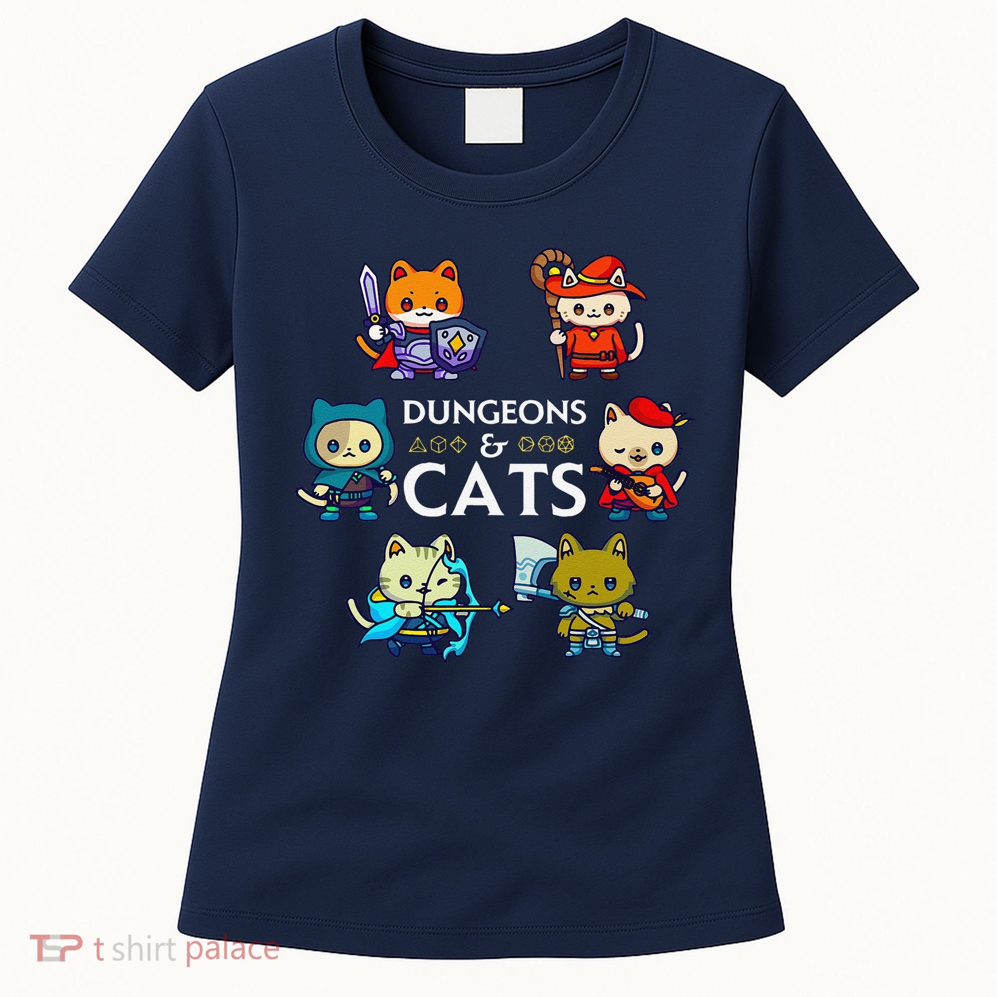 Rpg Gamer And Cats D20 Dice Nerdy Cute Cat Women's T-Shirt