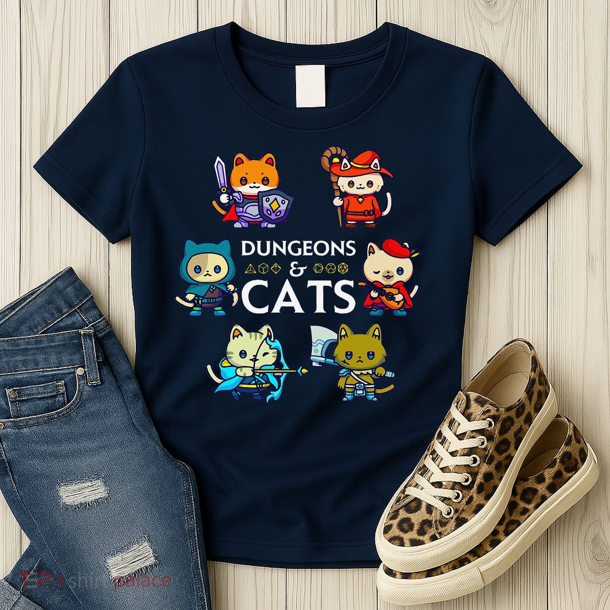Rpg Gamer And Cats D20 Dice Nerdy Cute Cat Women's T-Shirt