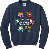 Rpg Gamer And Cats D20 Dice Nerdy Cute Cat Kids Sweatshirt thumb 0