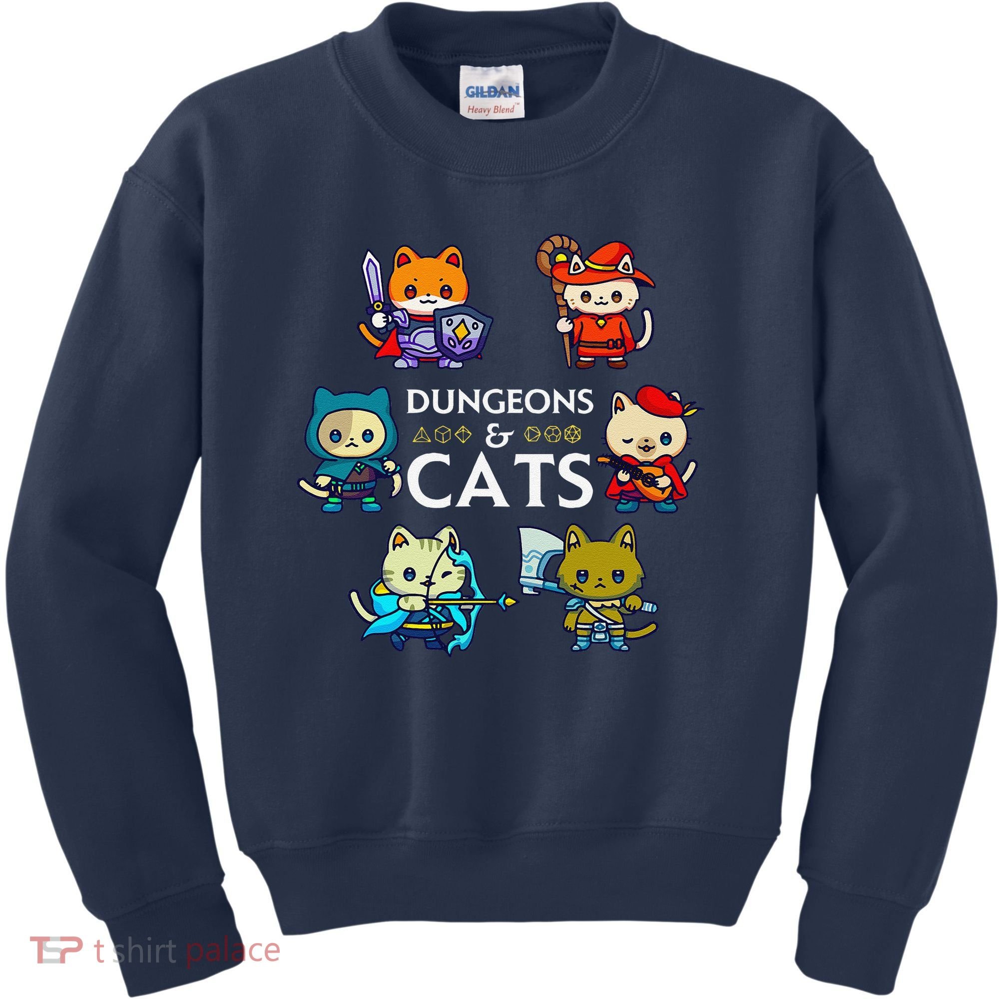 Rpg Gamer And Cats D20 Dice Nerdy Cute Cat Kids Sweatshirt