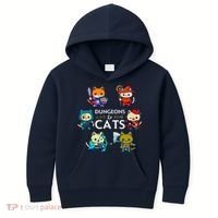 Rpg Gamer And Cats D20 Dice Nerdy Cute Cat Kids Hoodie thumb 0