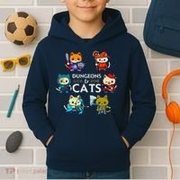 Rpg Gamer And Cats D20 Dice Nerdy Cute Cat Kids Hoodie thumb 2