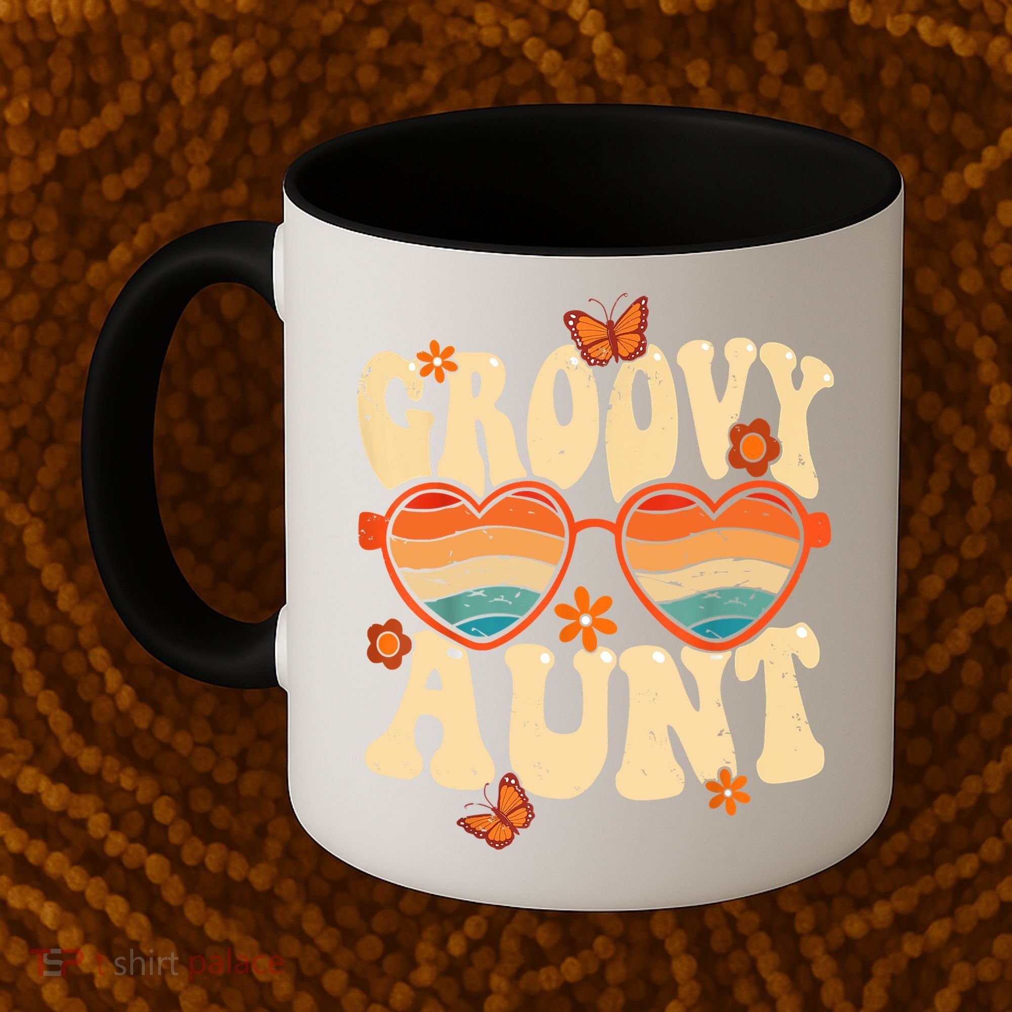Retro Groovy Aunt 70s Aesthetic 1970's Mother's Day Coffee Mug