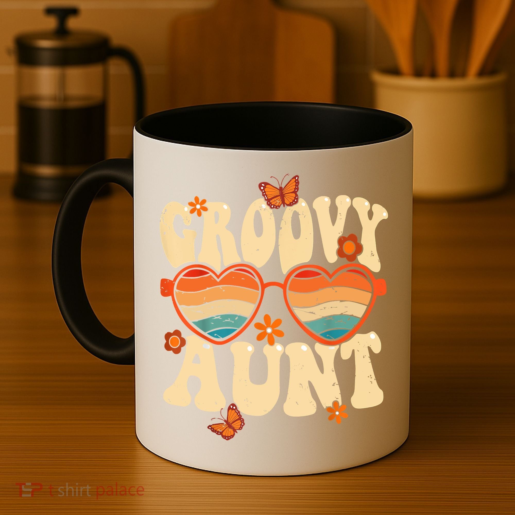 Retro Groovy Aunt 70s Aesthetic 1970's Mother's Day Coffee Mug