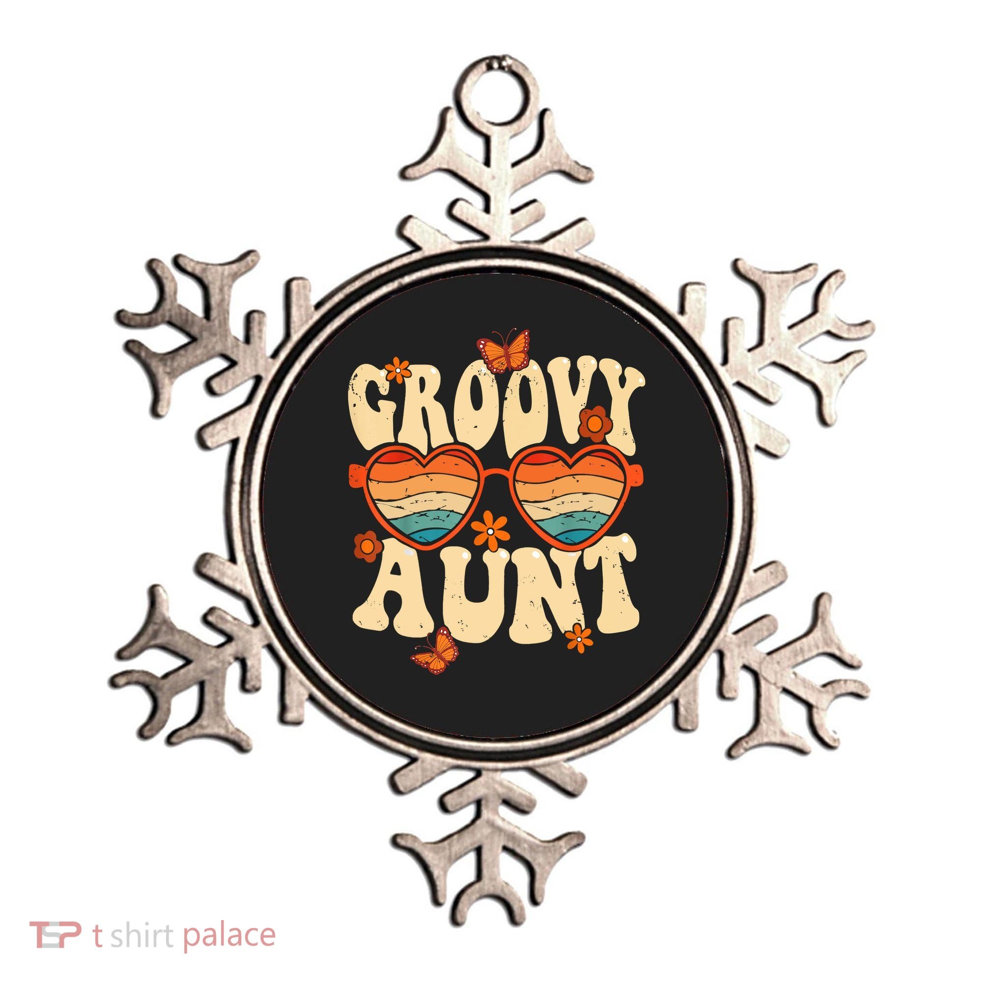 Retro Groovy Aunt 70s Aesthetic 1970's Mother's Day Ornament