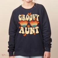 Retro Groovy Aunt 70s Aesthetic 1970's Mother's Day Women's Sweatshirt thumb 0