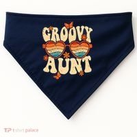 Retro Groovy Aunt 70s Aesthetic 1970's Mother's Day USA-Made Doggie Bandana thumb 0