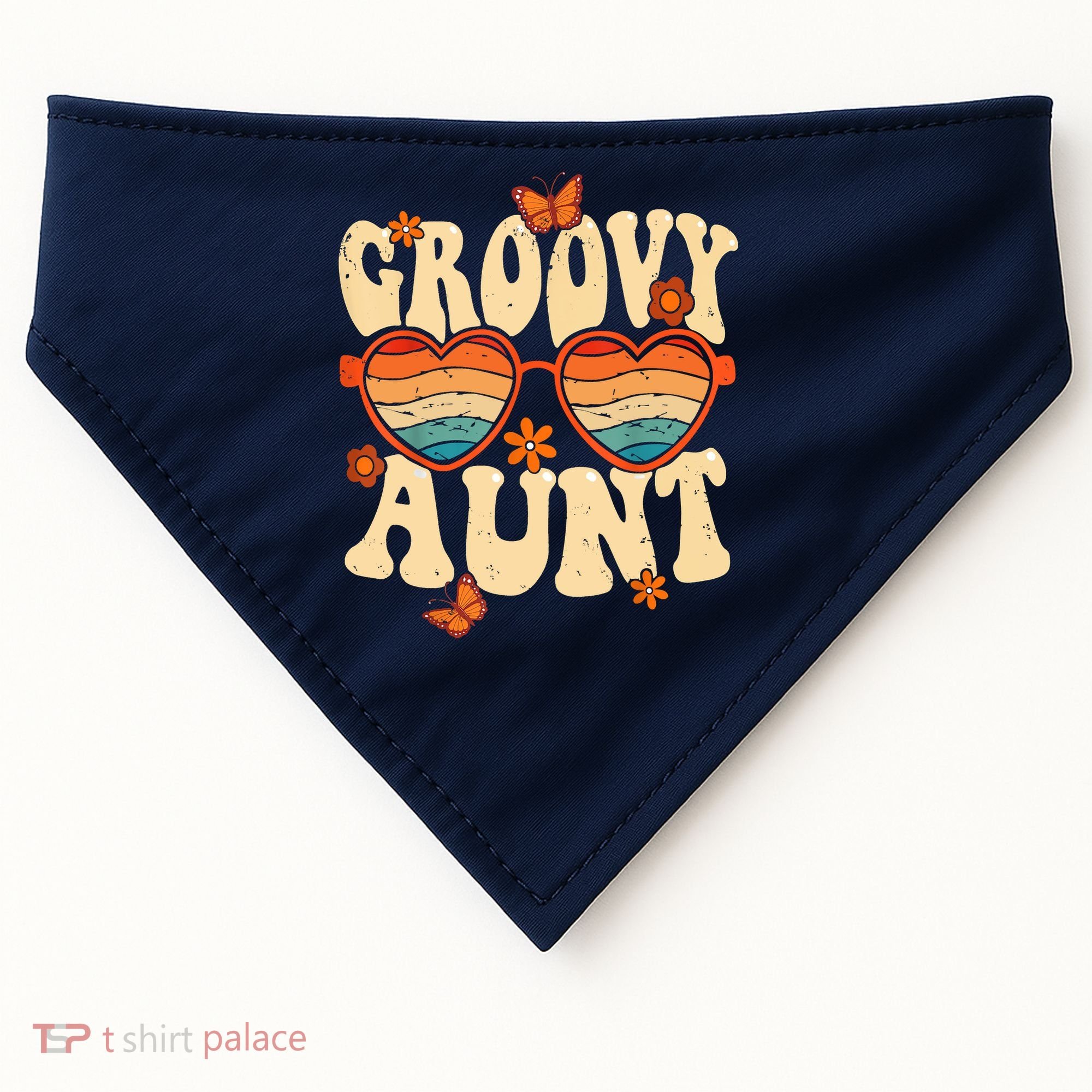 Retro Groovy Aunt 70s Aesthetic 1970's Mother's Day USA-Made Doggie Bandana