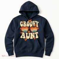 Retro Groovy Aunt 70s Aesthetic 1970's Mother's Day Hoodie thumb 0