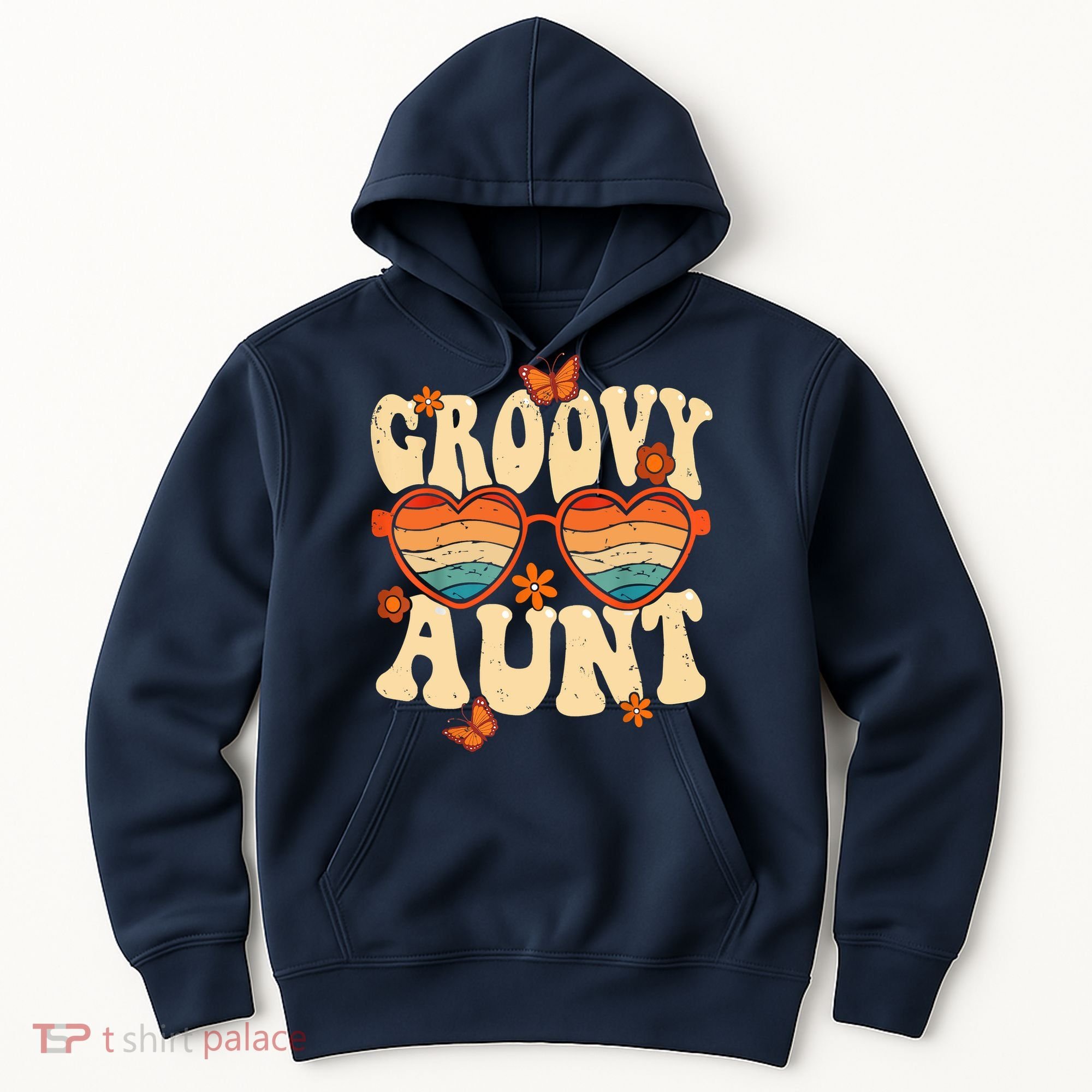 Retro Groovy Aunt 70s Aesthetic 1970's Mother's Day Hoodie