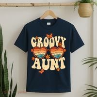Retro Groovy Aunt 70s Aesthetic 1970's Mother's Day T-Shirt thumb 2